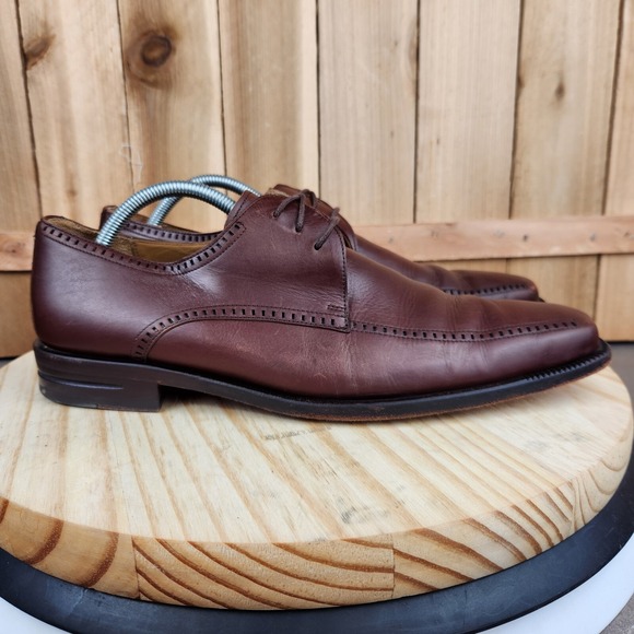Mezlan Davinci Oxford Dress Shoes Mens 10.5 M Brown Leather Square Toe Spain - Picture 1 of 16